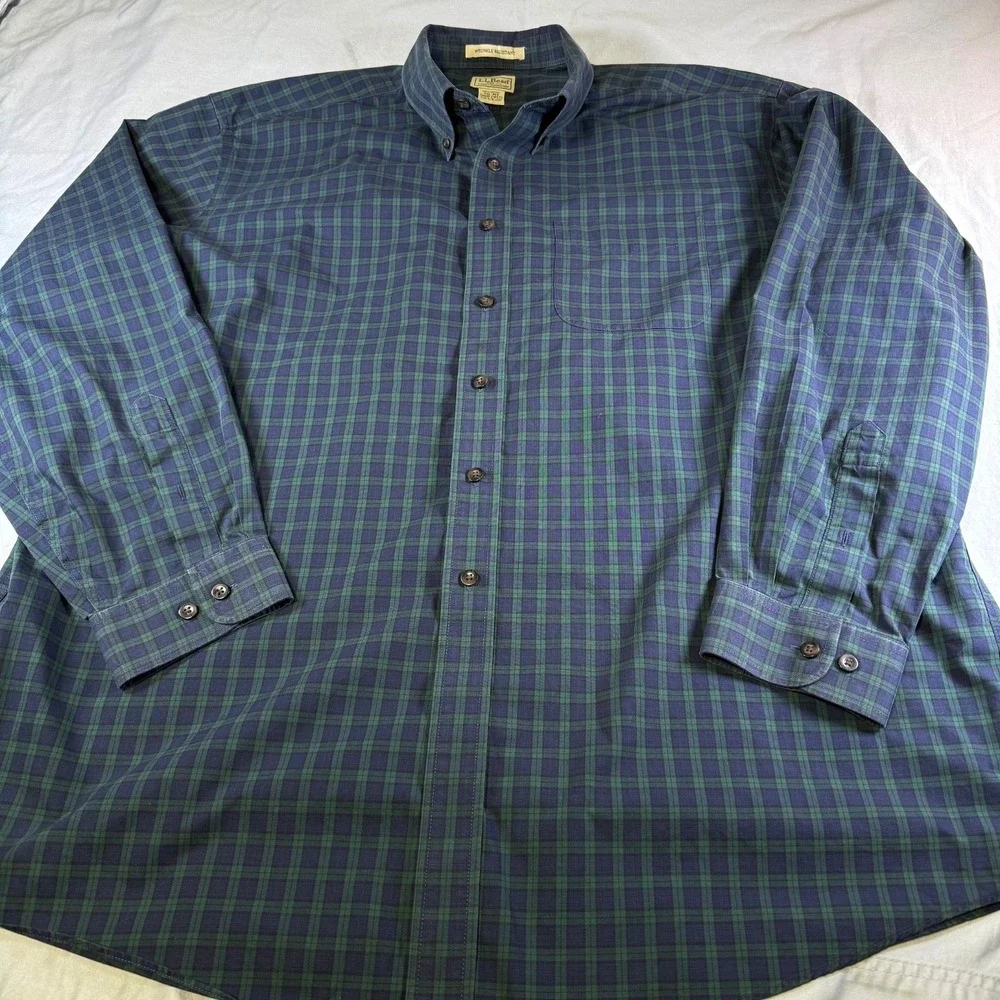 L.L .Bean Kennebunk Sport Shirt Black Watch Tartan Plaid Men's Size XXL  218573